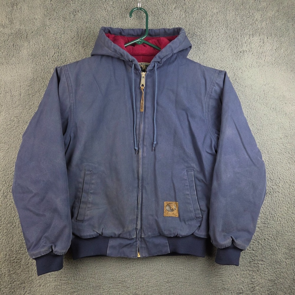 Vintage Berne Jacket Women's Medium Quilt Lined Coat Blue Faded Distressed
